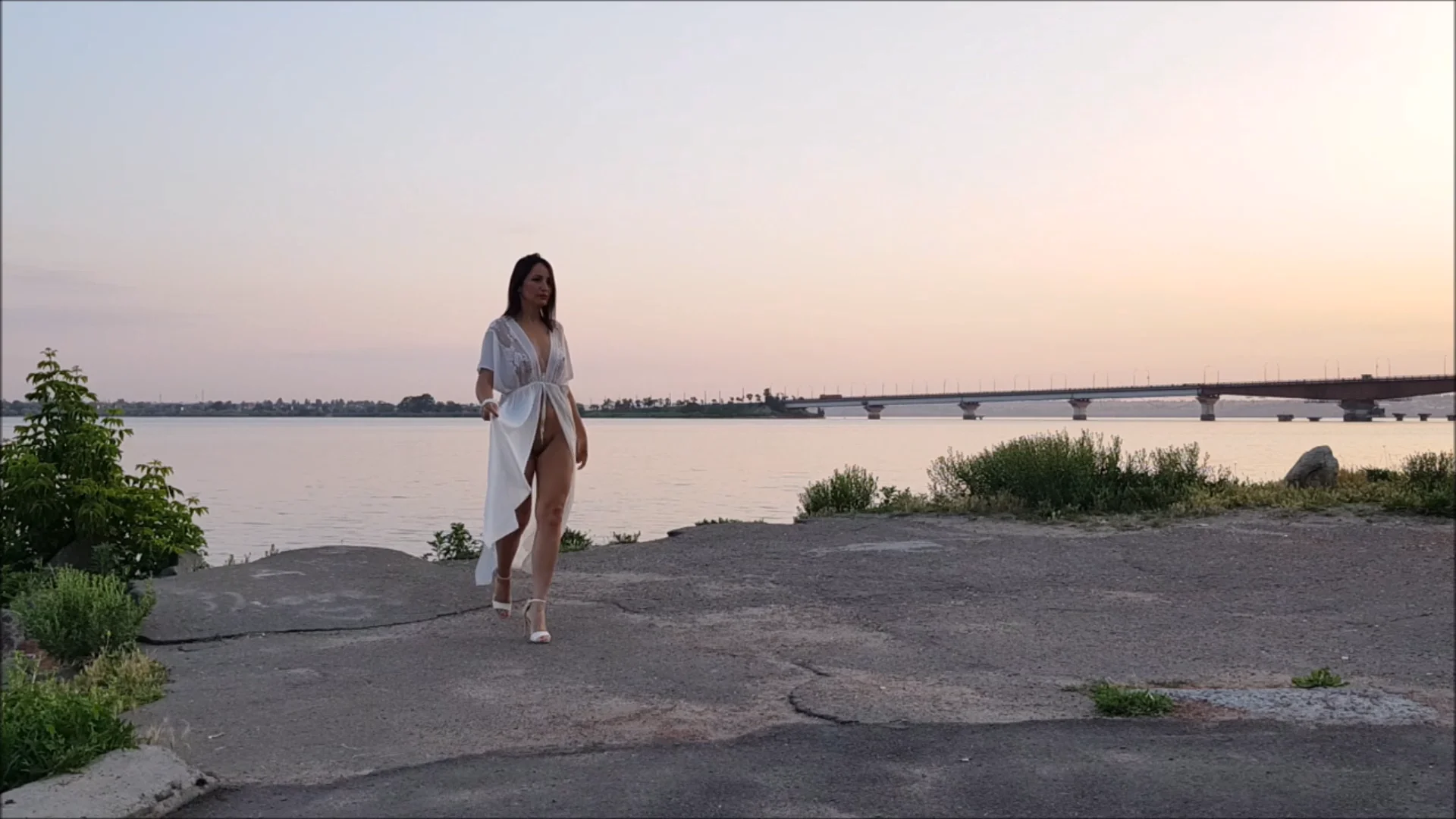 Morning in a transparent dress