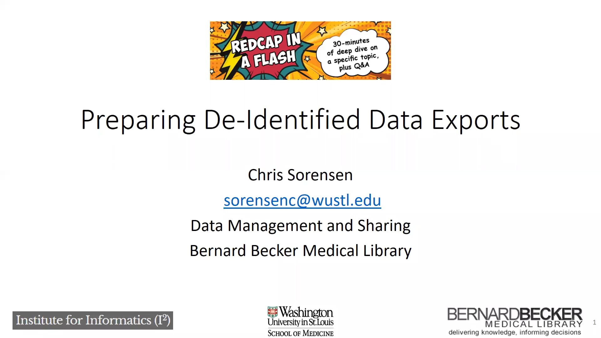 REDCap in a Flash - Preparing De-Identified Data Exports on Vimeo
