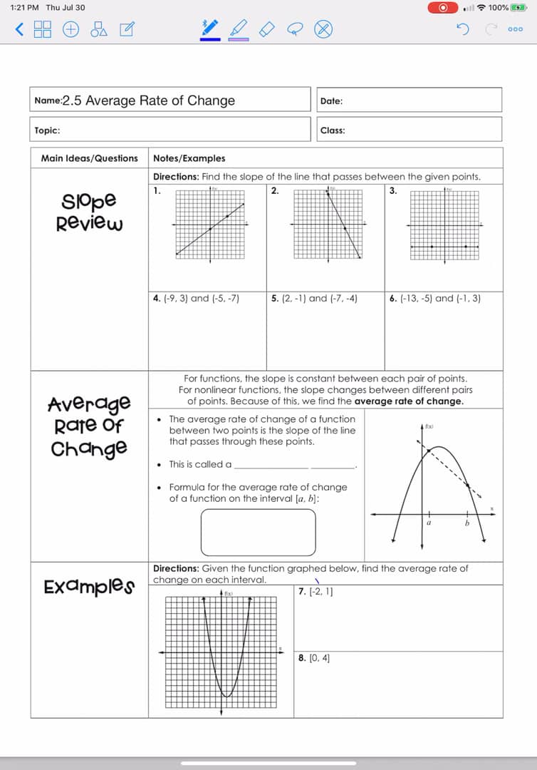 PreCalculus Unit 2.5 Average Rate of Change on Vimeo
