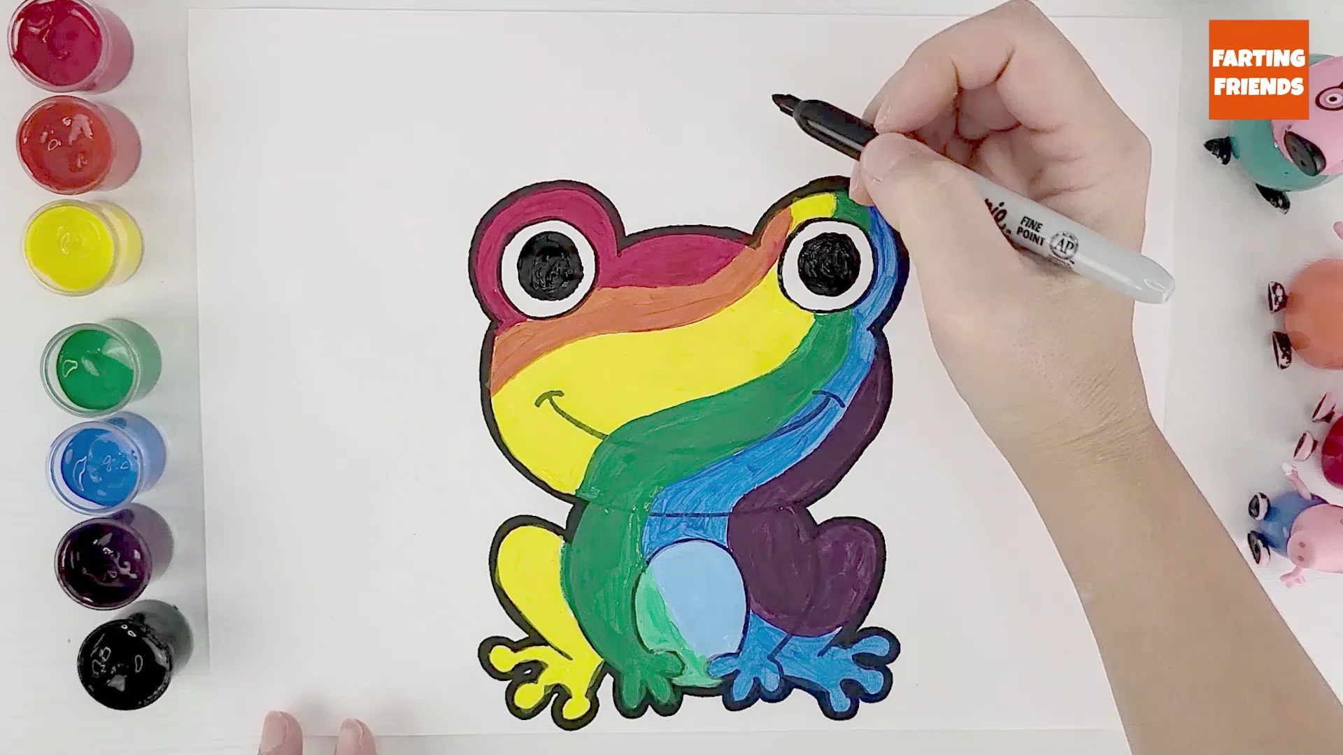 Learn How to Draw and Color Rainbow Frog Prince Easy Step by Step for Kids