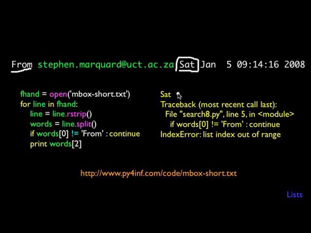 Python For Informatics: Worked Exercise - Lists On Vimeo