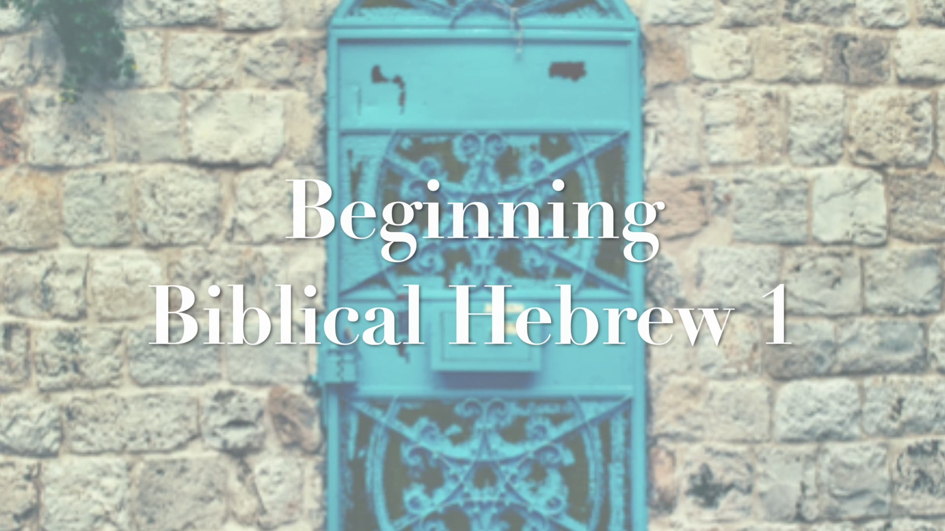 Beginning Biblical Hebrew 1