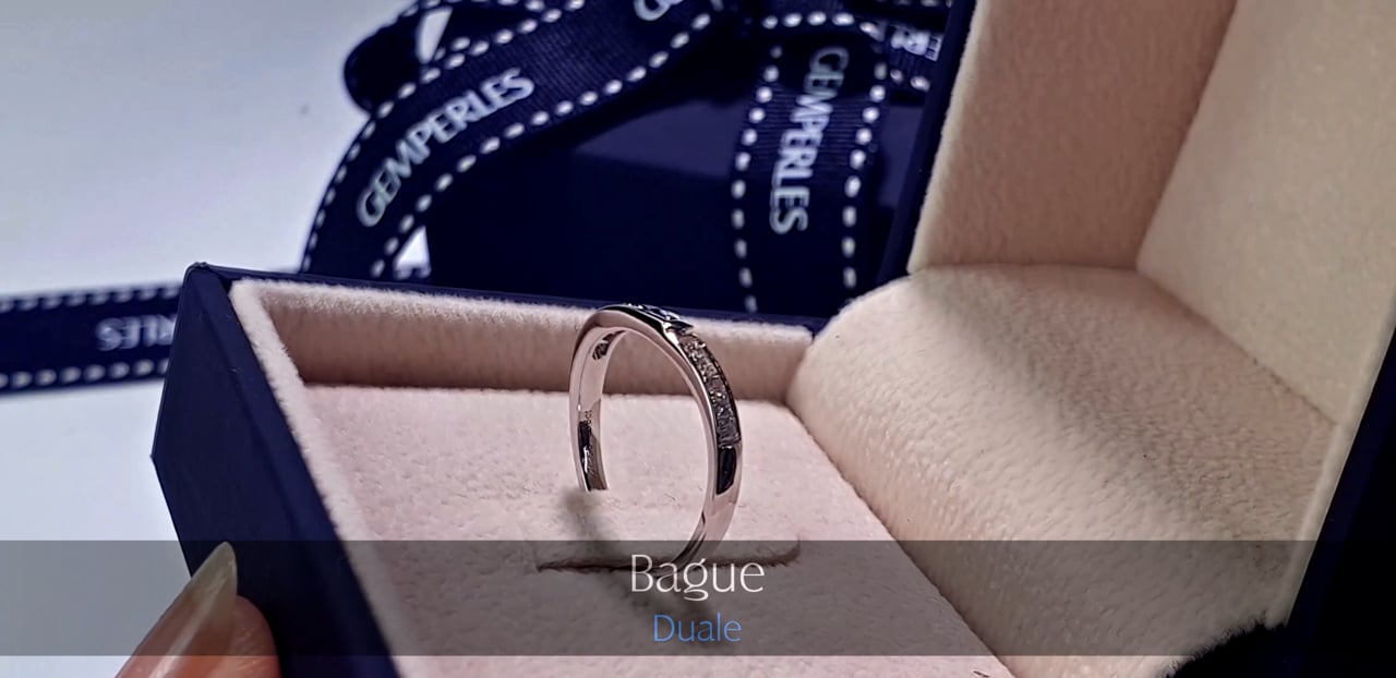 Bague Duale - Or Blanc, Diamants & Saphirs | Gemperles
