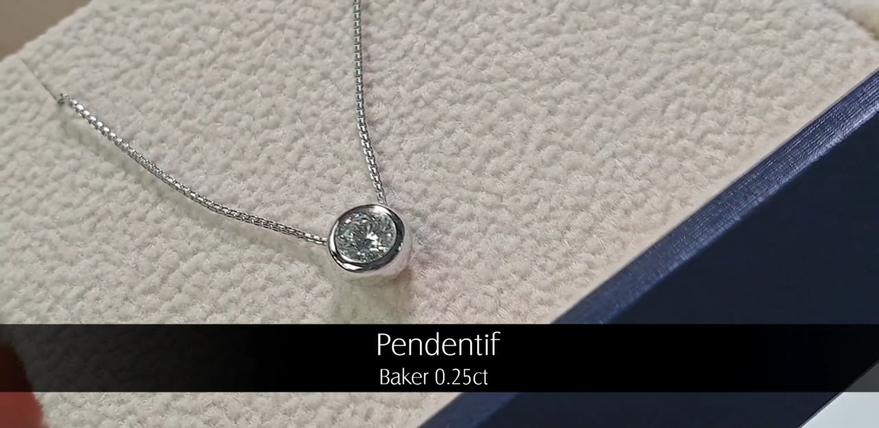 Pendentif Baker - Or Blanc & Diamant 0.25ct | Gemperles