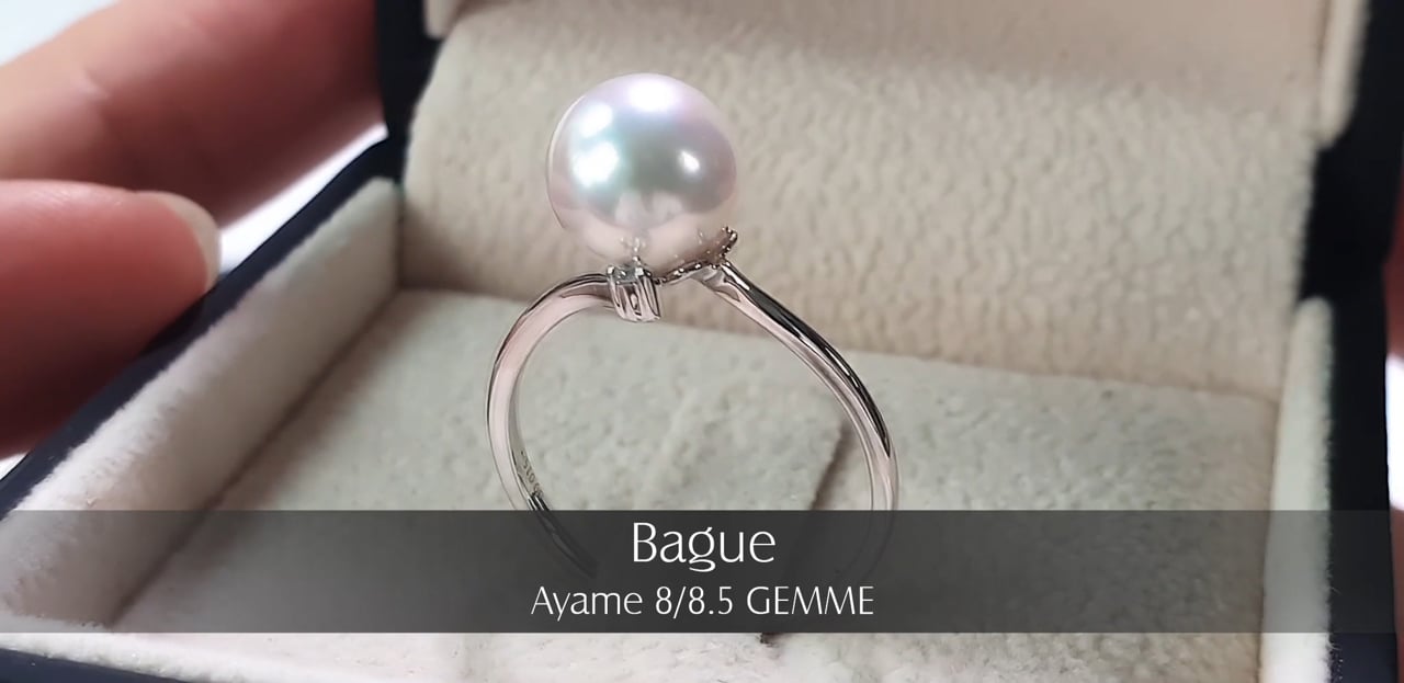 Anello Ayame - Oro Bianco, Diamante & Perla Akoya 8/8.5mm GEMME | Gemperles