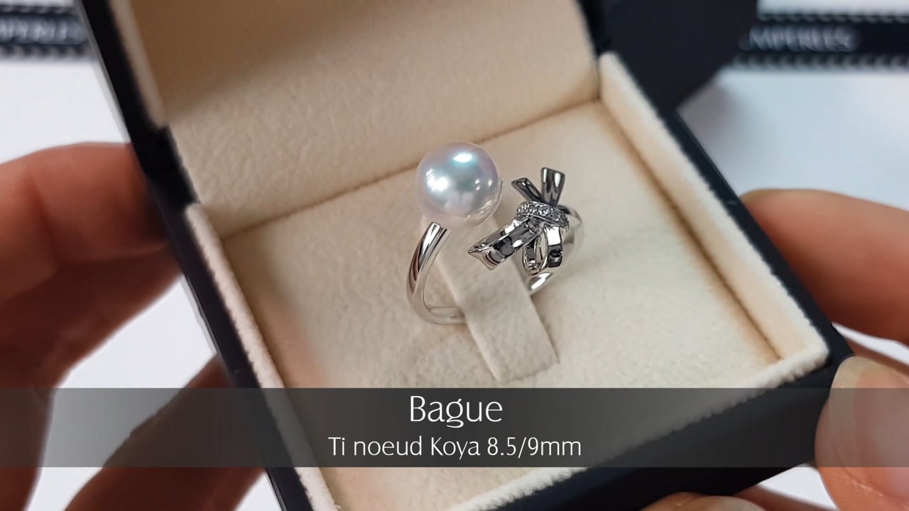 Anello Ti Nodo Koya - Oro Bianco, Diamanti & Perla Akoya 8.5/9mm | Gemperles