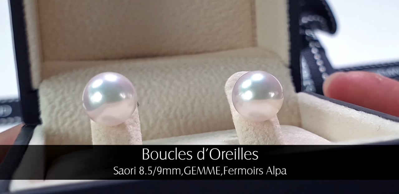 Orecchini Saori - Oro Bianco & Perle Akoya 8.5/9mm, GEMME | Gemperles