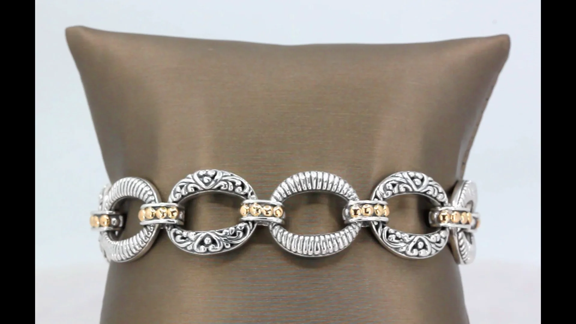 Unisex - Sterling Silver Bracelet with on sale Gold Plated Details