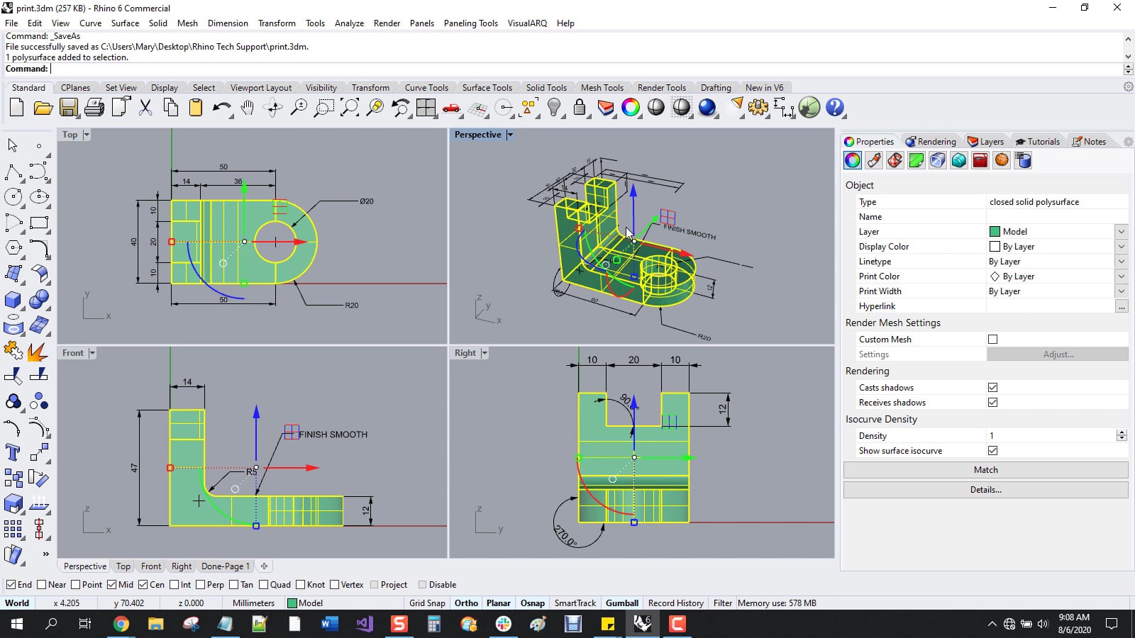 Editing a Dimension with Control Points in Rhinoceros on Vimeo