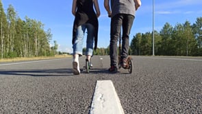 road, scooter, couple