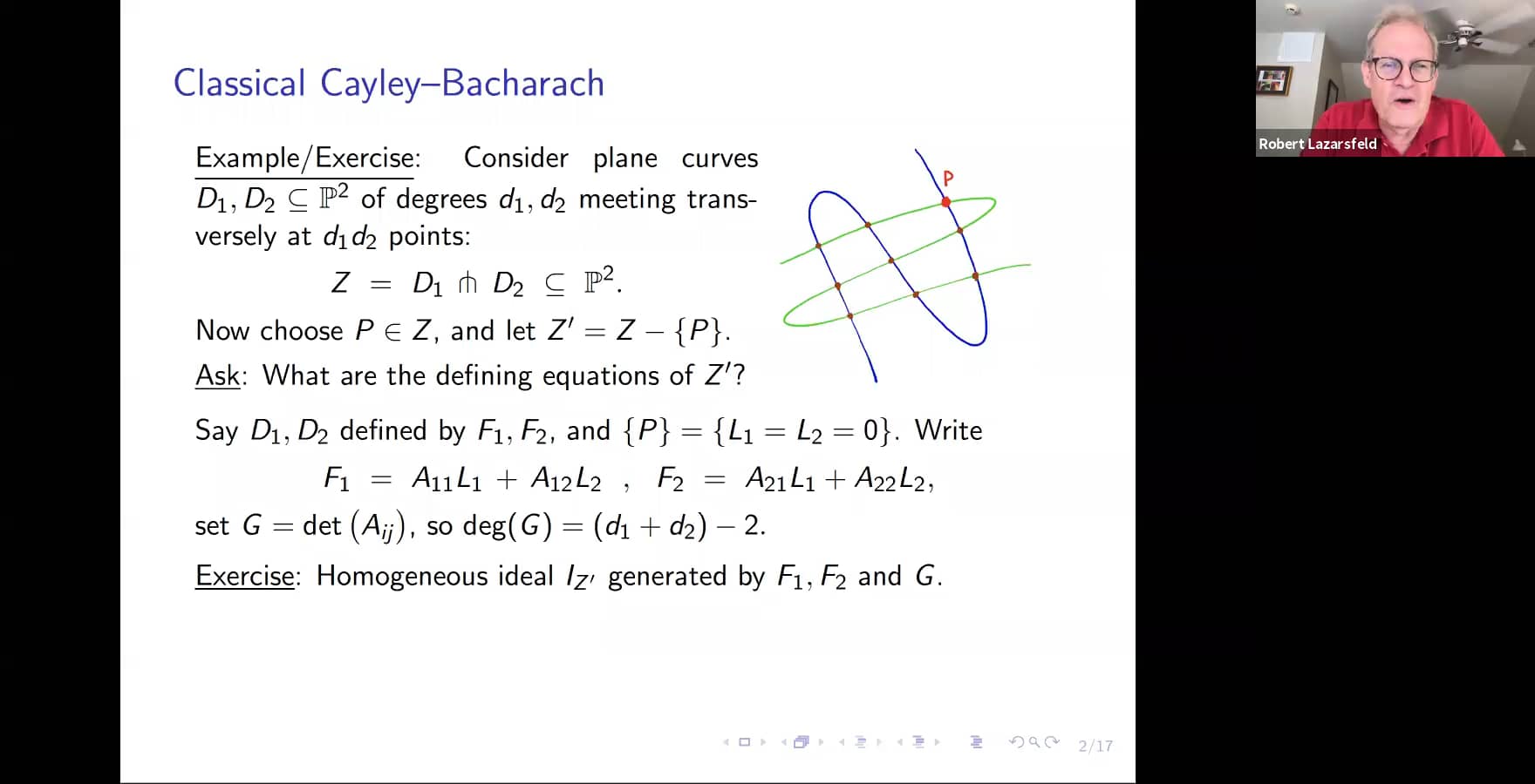 Robert Lazarsfeld, CayleyBacharach theorems and multiplier ideals on Vimeo