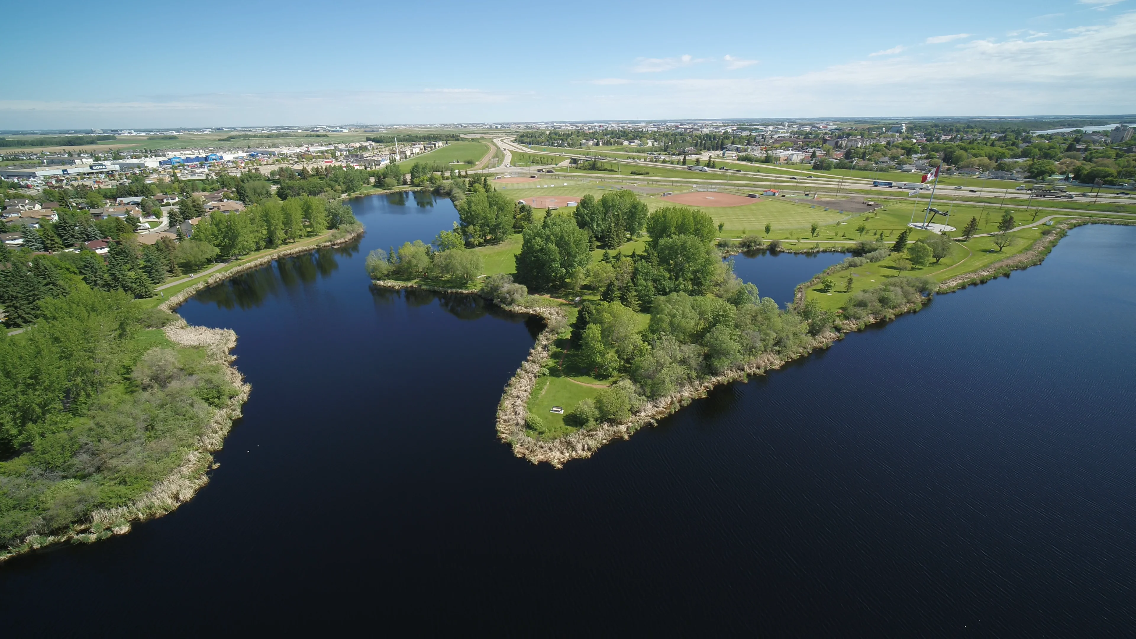 Leduc Reservoir looking North East towards highway on Vimeo