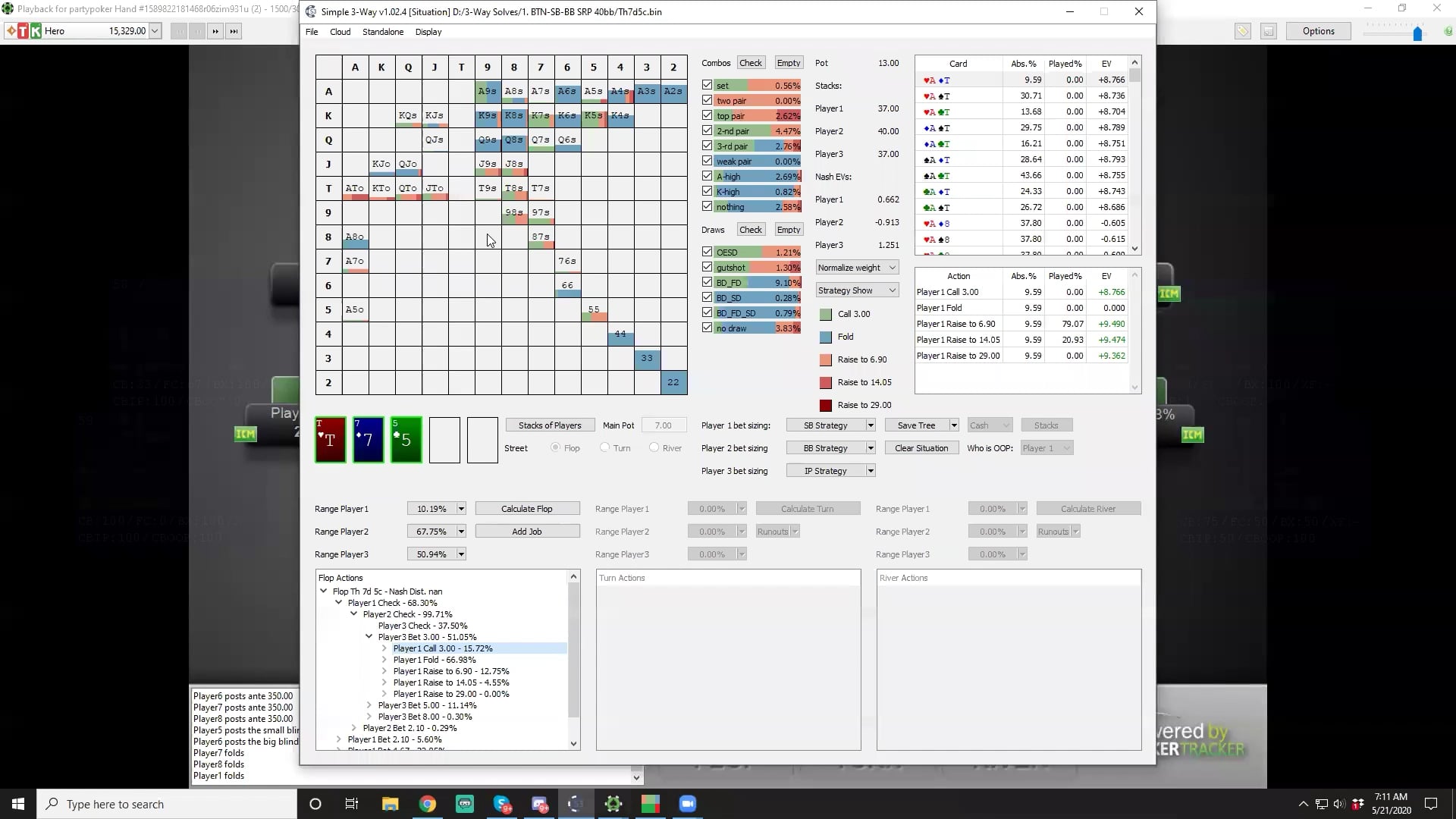 3way Solve (T75) + Bluffing Rivers