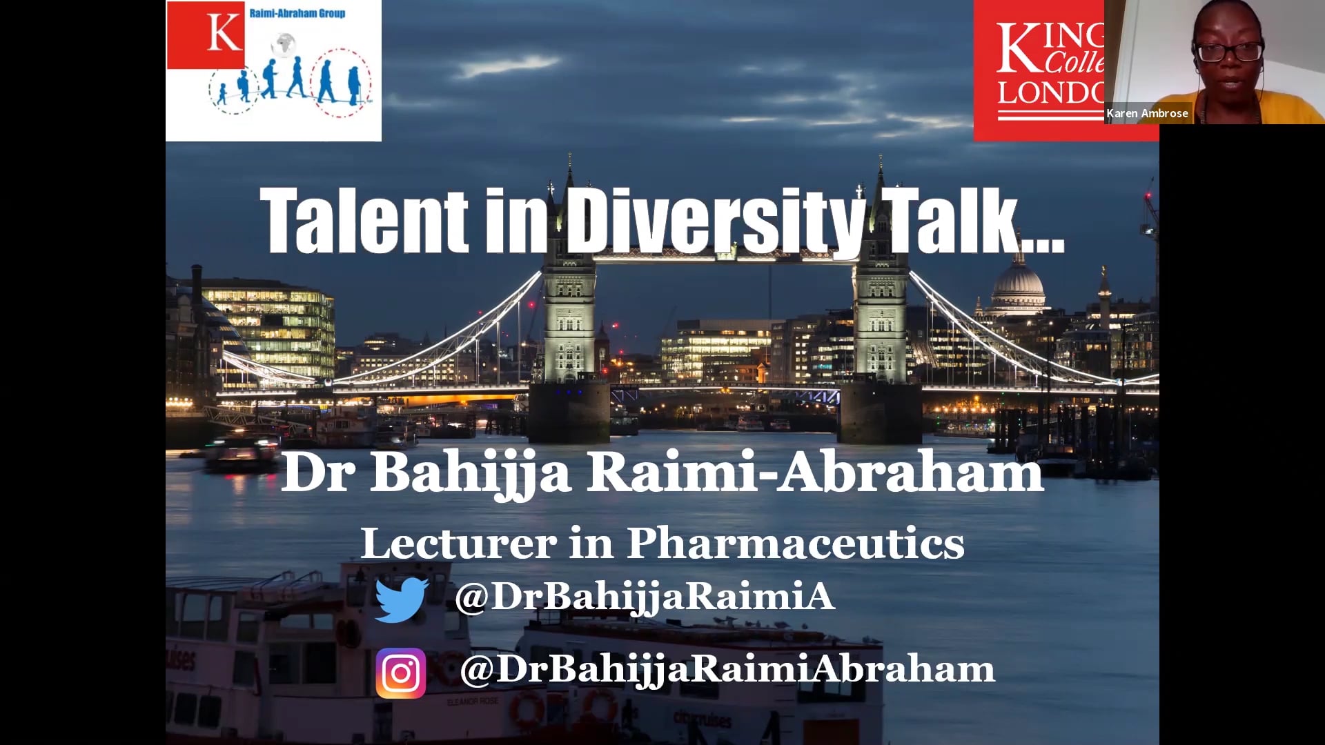 Talent in Diversity Talk at The Francis Crick Institute hosted by The Prism Network