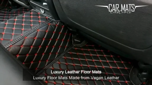 5-Sits Car Interior Floor Mats Front Rear Full Set Black Red Line Leather  Carpet