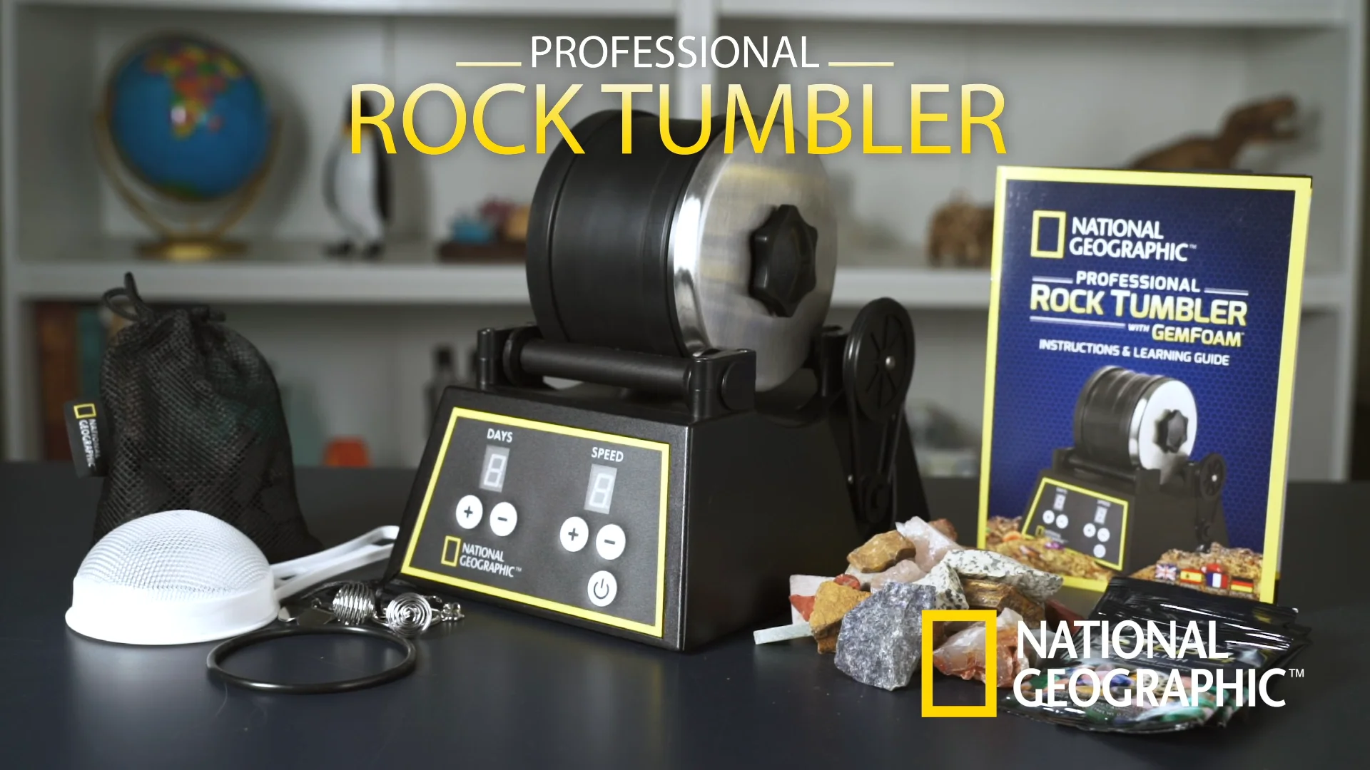 Professional Rock Tumbler Kit,Geographic Hobby Rock Tumbler Kit