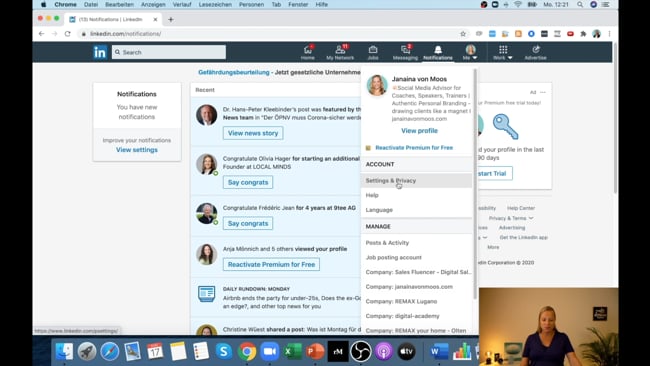 LinkedIn Daten exportieren