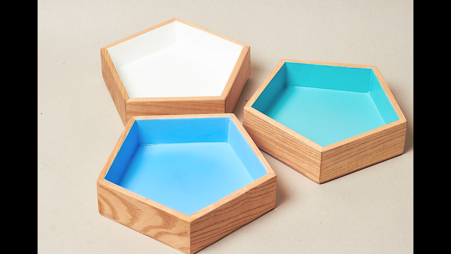Ash wood pentagon trays! ⁠