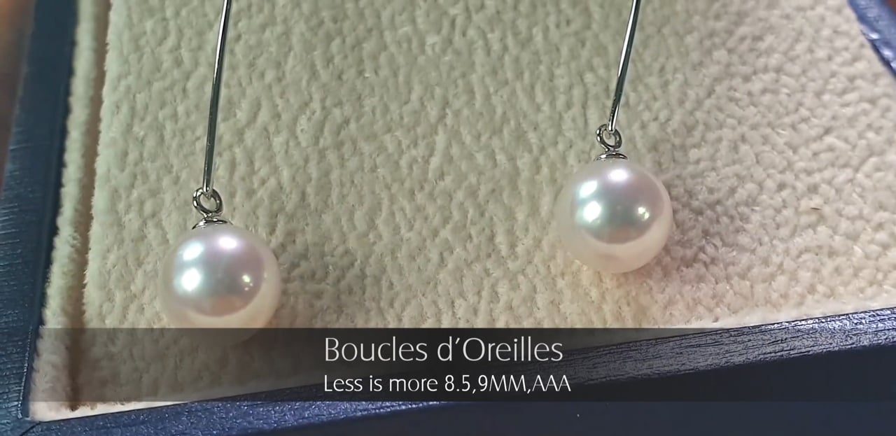 Orecchini Less Is More - Oro Bianco & Perle Akoya 8.5/9mm, AAA | Gemperles