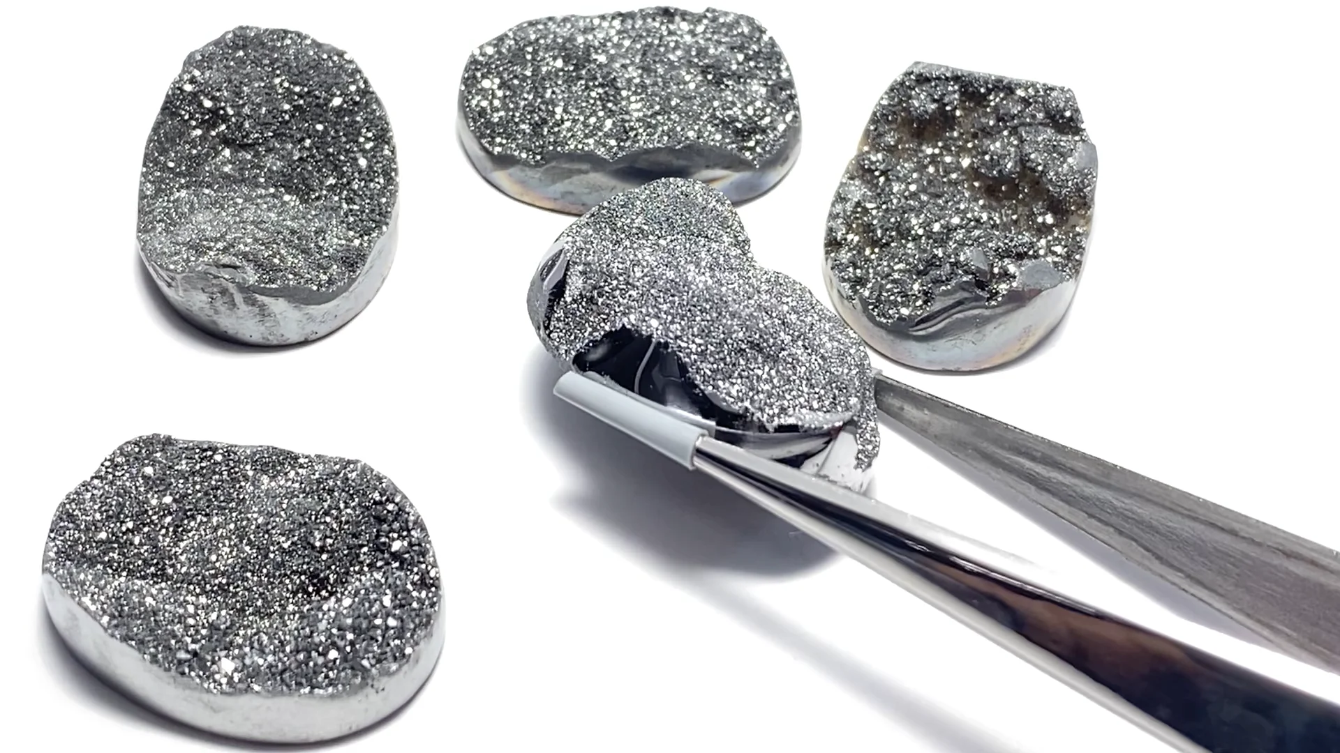 ドゥルージーアゲート 穴なしオーバル25×18mm シルバーコーティング