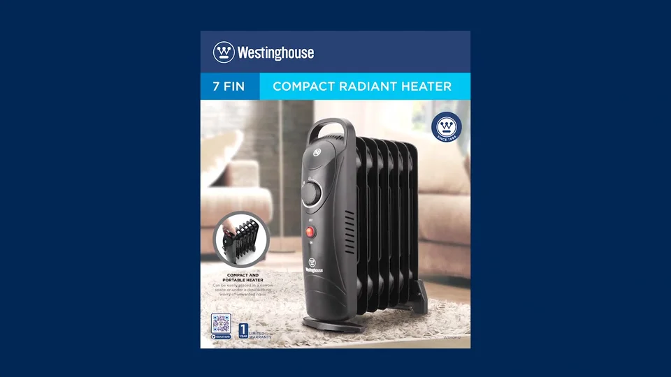 Westinghouse 7 Fin Mini Radiant Heater WSHOF12 on Vimeo