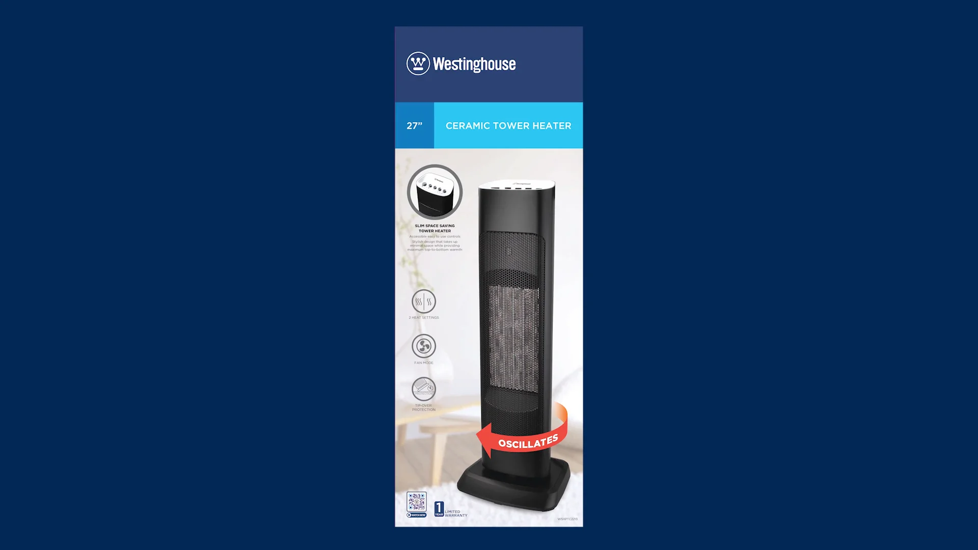Westinghouse 27” Ceramic Tower Heater WSHPTC2213 on Vimeo