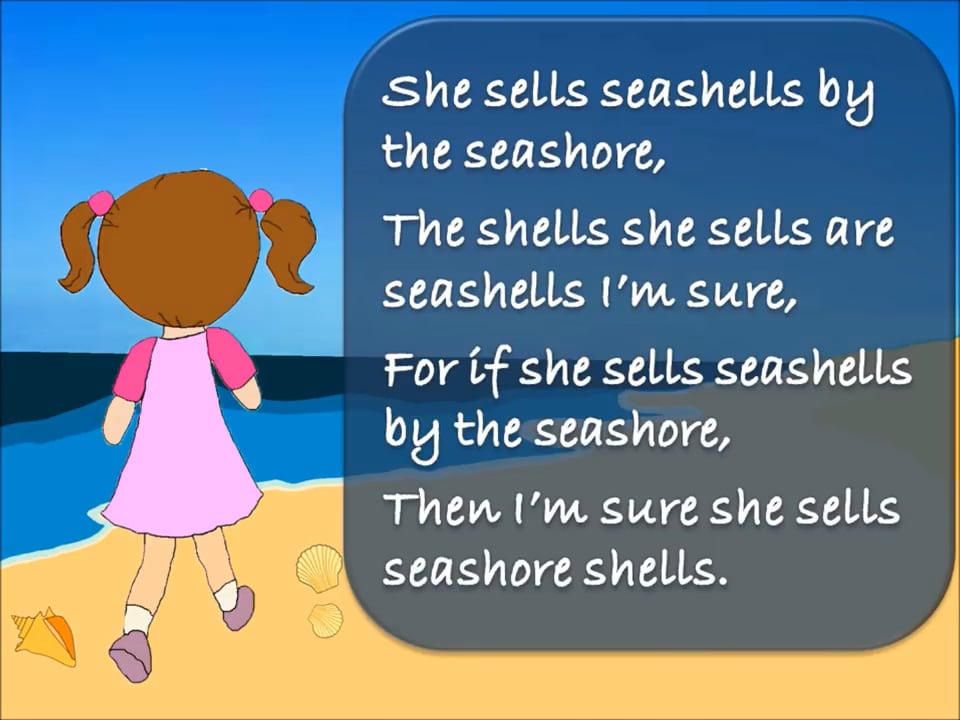 She Sells Seashells by the Seashore Tongue Twisters.mp4 on Vimeo