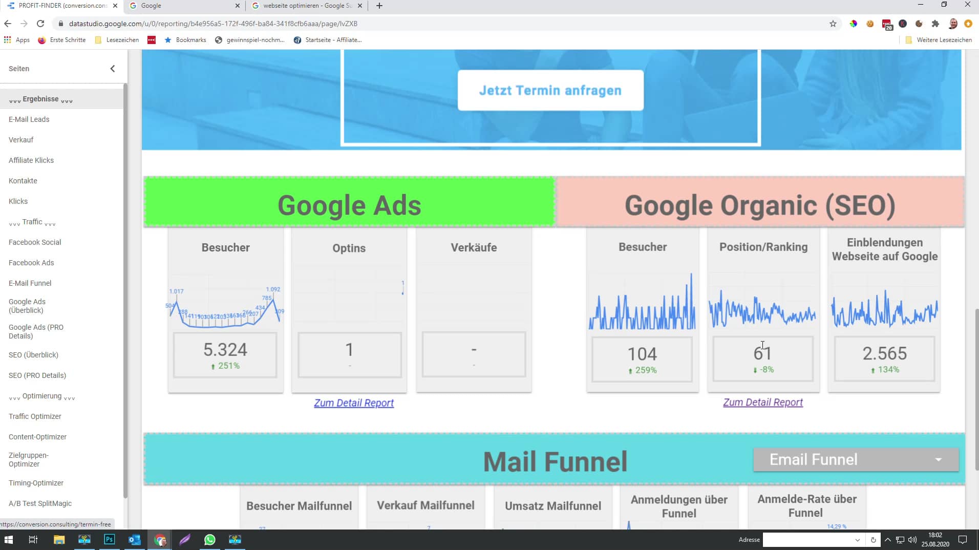 Profit Finder Google organic Dashboard on Vimeo