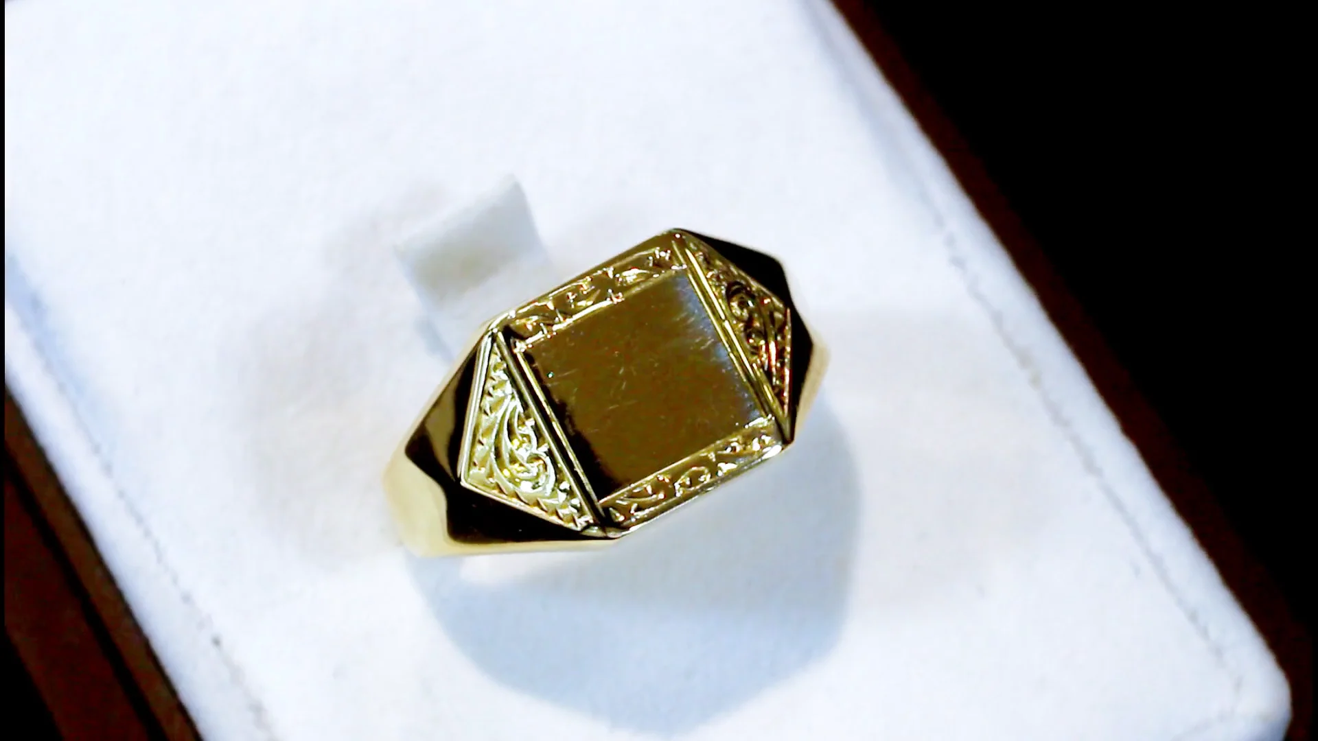 Vintage Gold Square Signet Ring | AC Silver