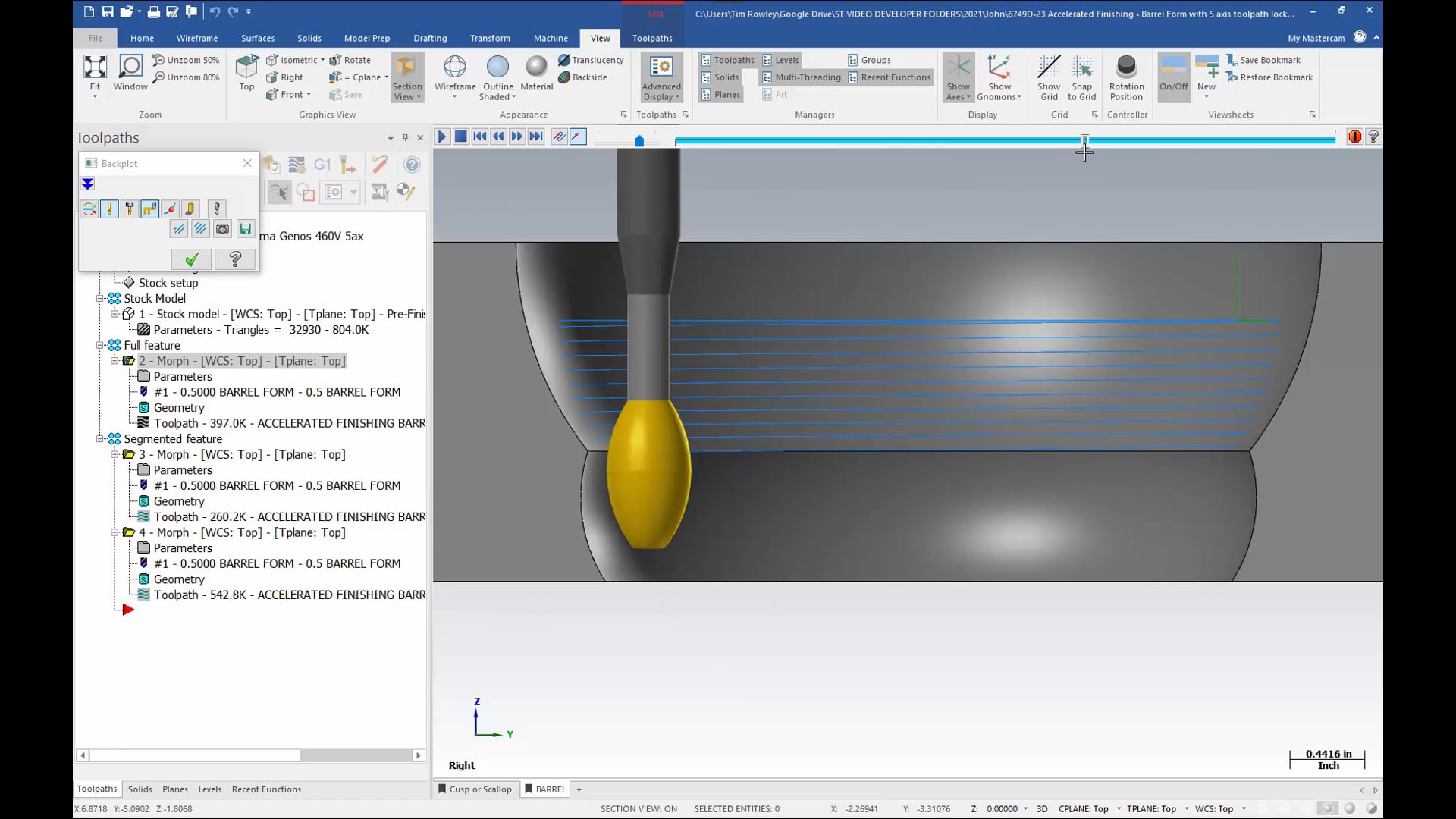 3D Mill Finishing Toolpaths