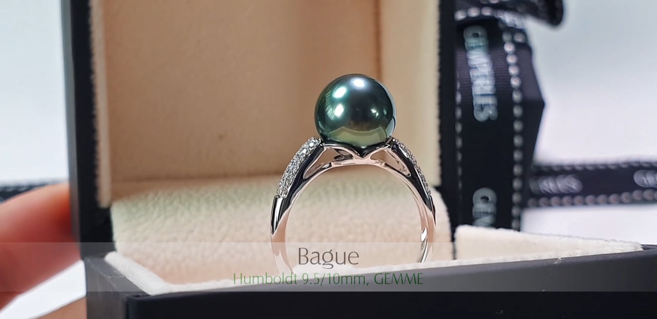 Anello Humboldt - Oro Bianco, Diamanti & Perla di Tahiti 9.5/10mm, GEMME | Gemperles