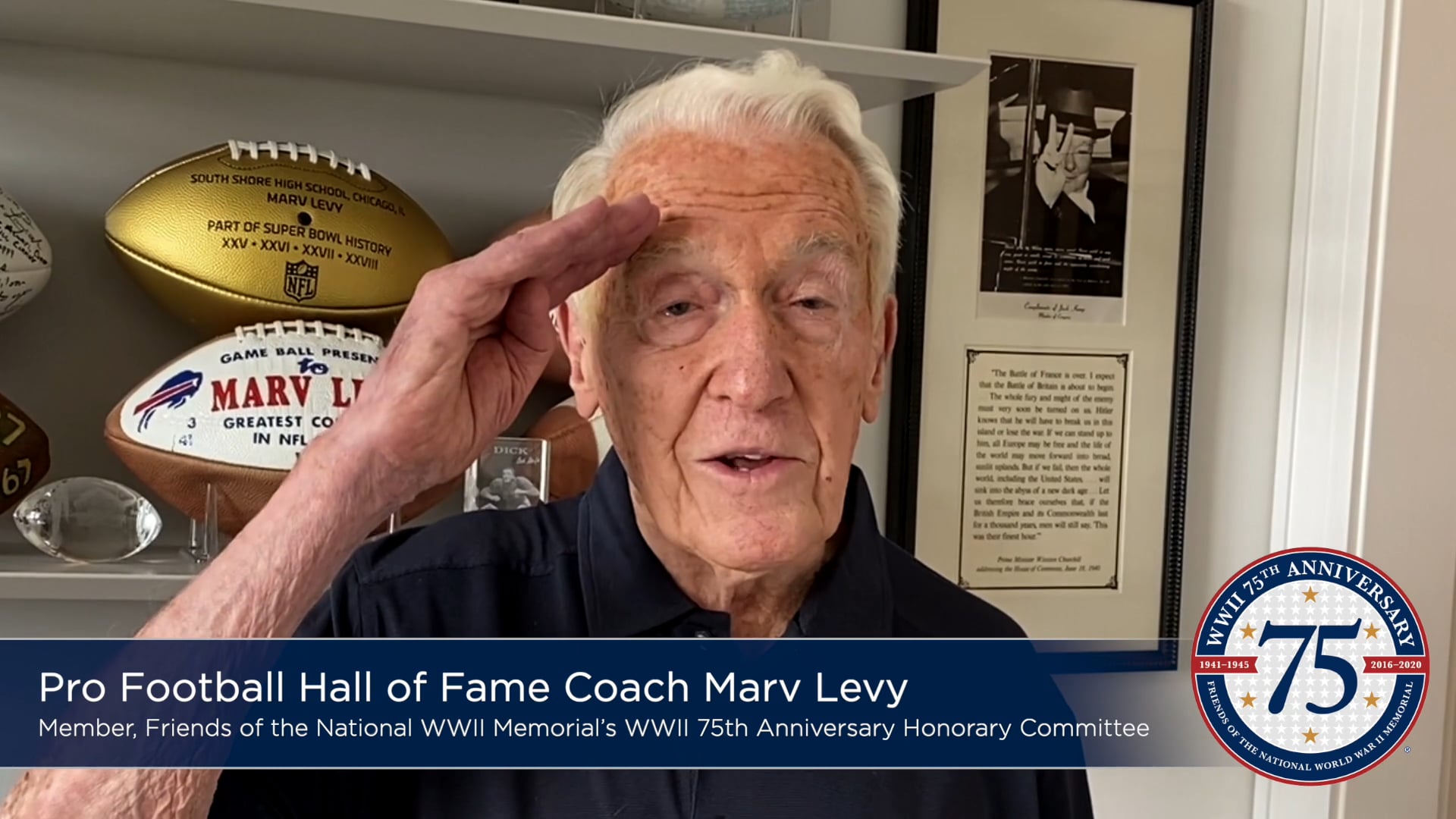 Coach Marv Levy V-J Day 75th Message on Vimeo