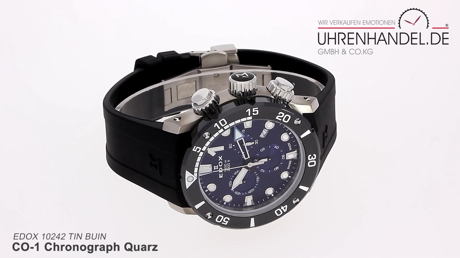 シンオウ＊ Edox CO-1 Carbon Chronograph Green Quartz 10242-TIN-VIN
