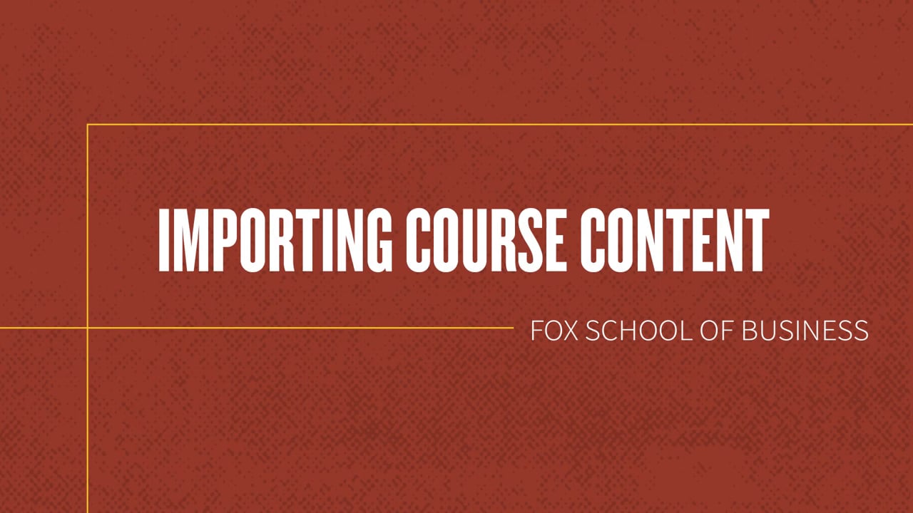 Importing Course Content