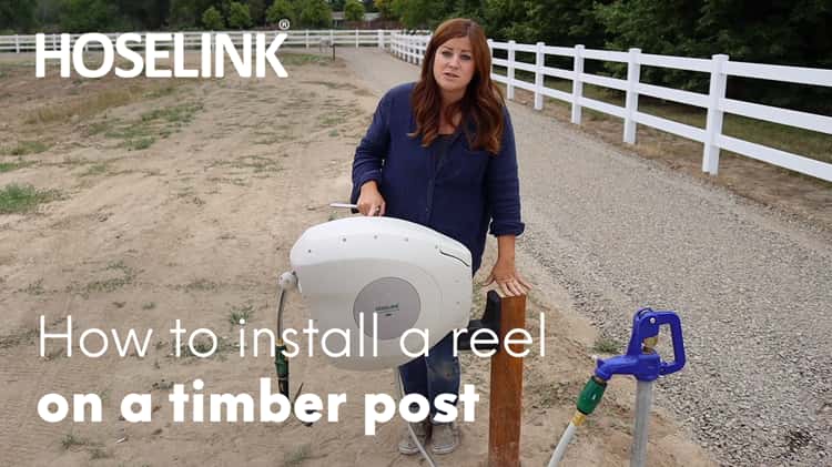 How to install a Hoselink Garden Hose Reel on a timber post - USA