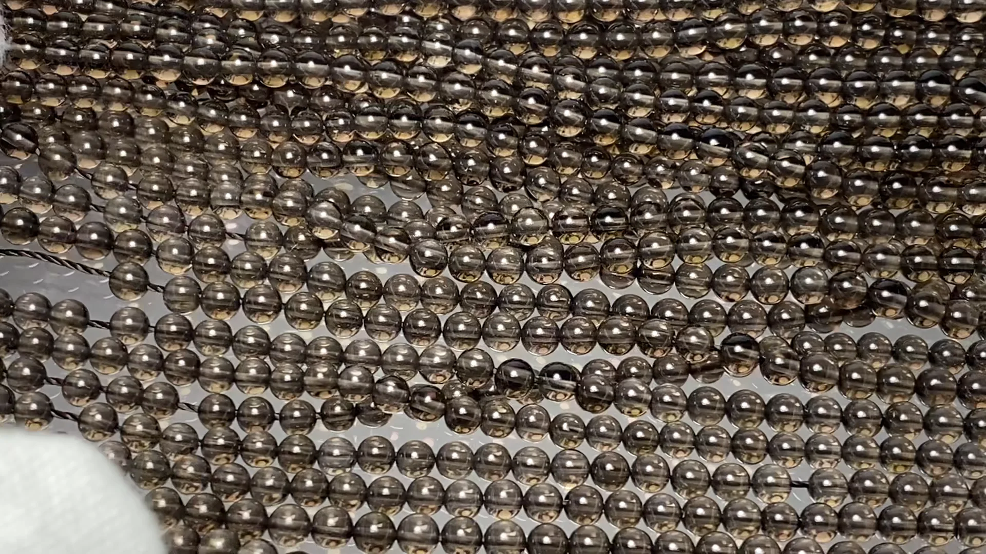 ブラジル産スモーキークォーツ（茶水晶） ラウンド3mm 1連｜天然石
