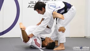 Lapel Guard Escape to Side Control When Opponent Under Hooks the Leg