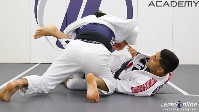 Lapel Guard Escape Variation to Side Control When Opponent Under Hooks the Leg