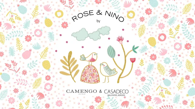 Papel Pintado infantil con nubes verde claro Rose and Nino RONI_2975_65_49