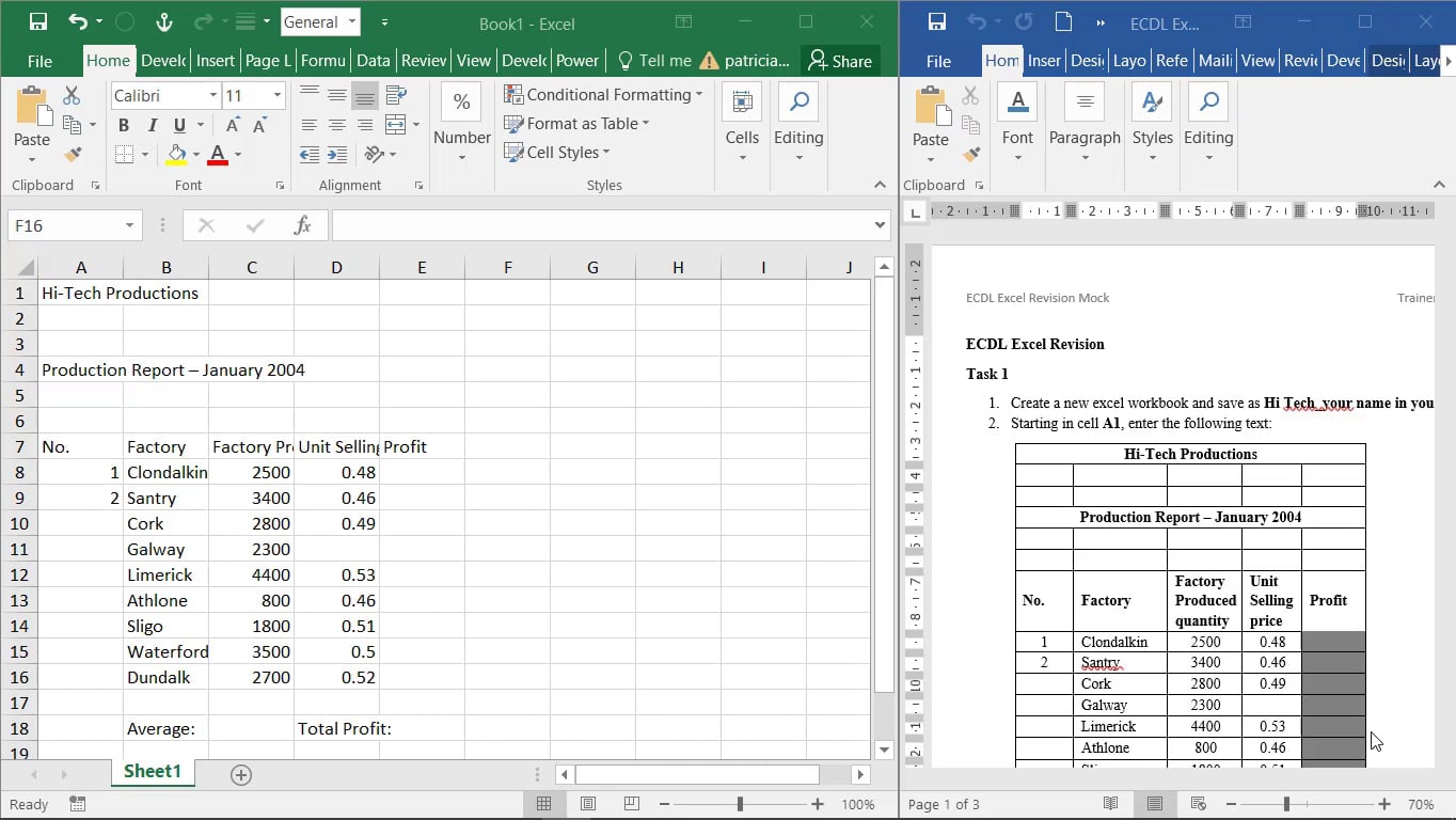 excel revision mock task 1 7.9.20 on Vimeo