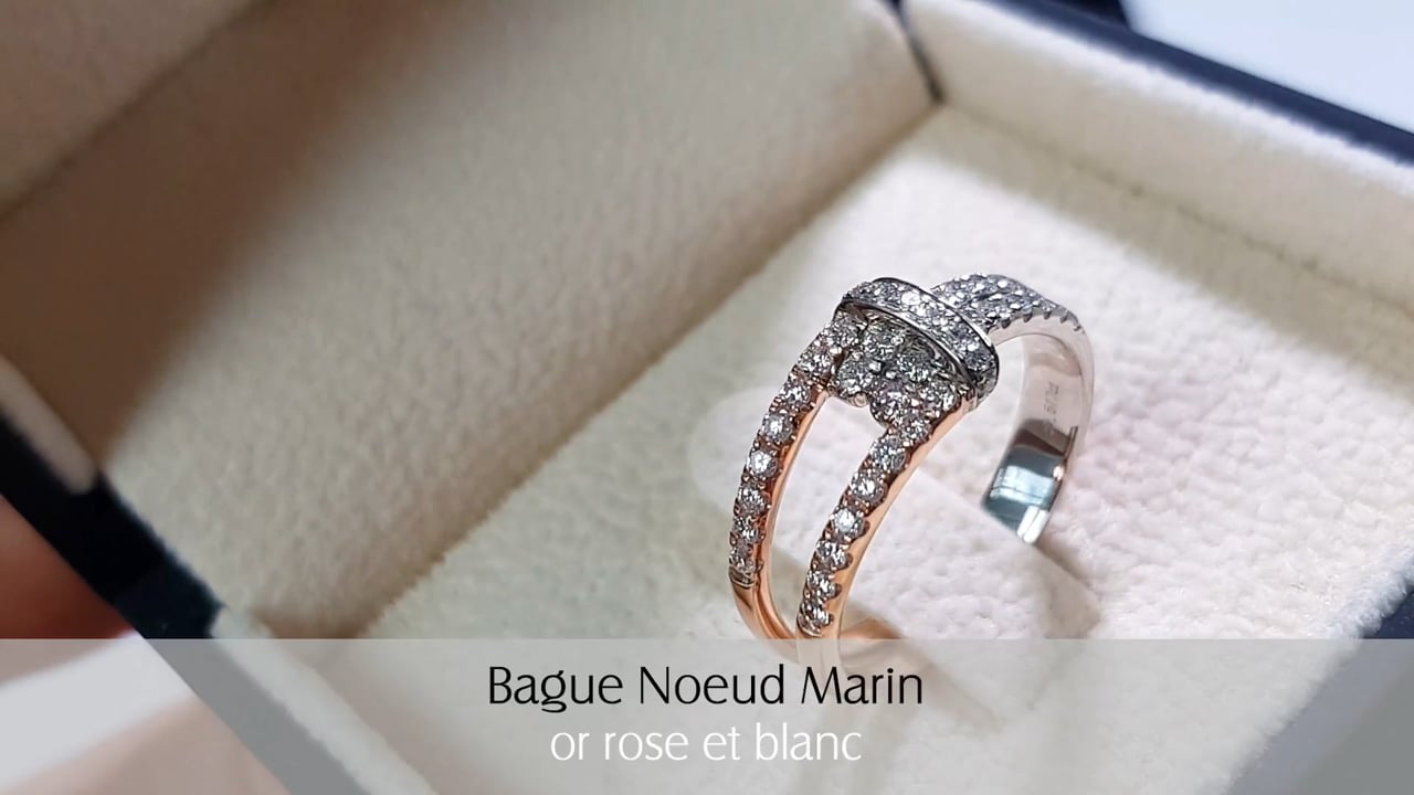 Bague Noeud Marin - Or Rose & Blanc, Diamants | Gemperles