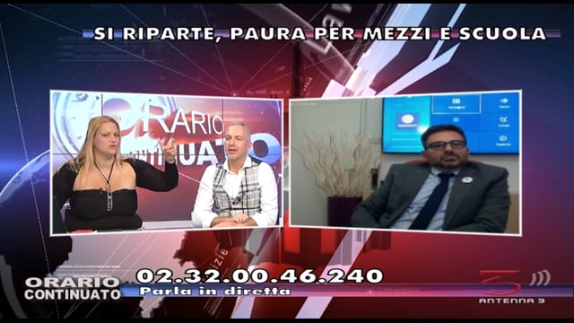 ANTENNA 3 -  Il Dr. Daniele Nappo ad Orario Continuato: "Si riparte, paura per mezzi e Scuola".