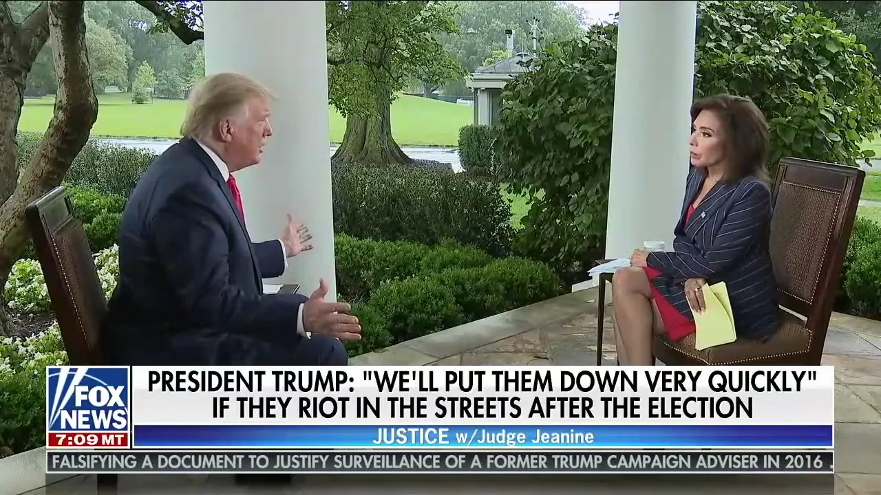 Interview Jeanine Pirro Interviews Donald Trump at The White House September 12 2020