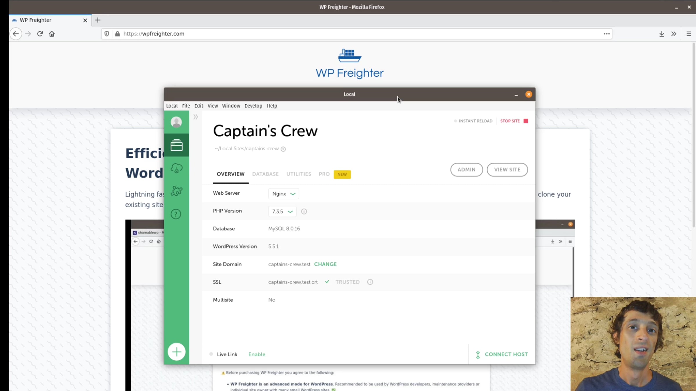 Overview using WP Freighter with Local