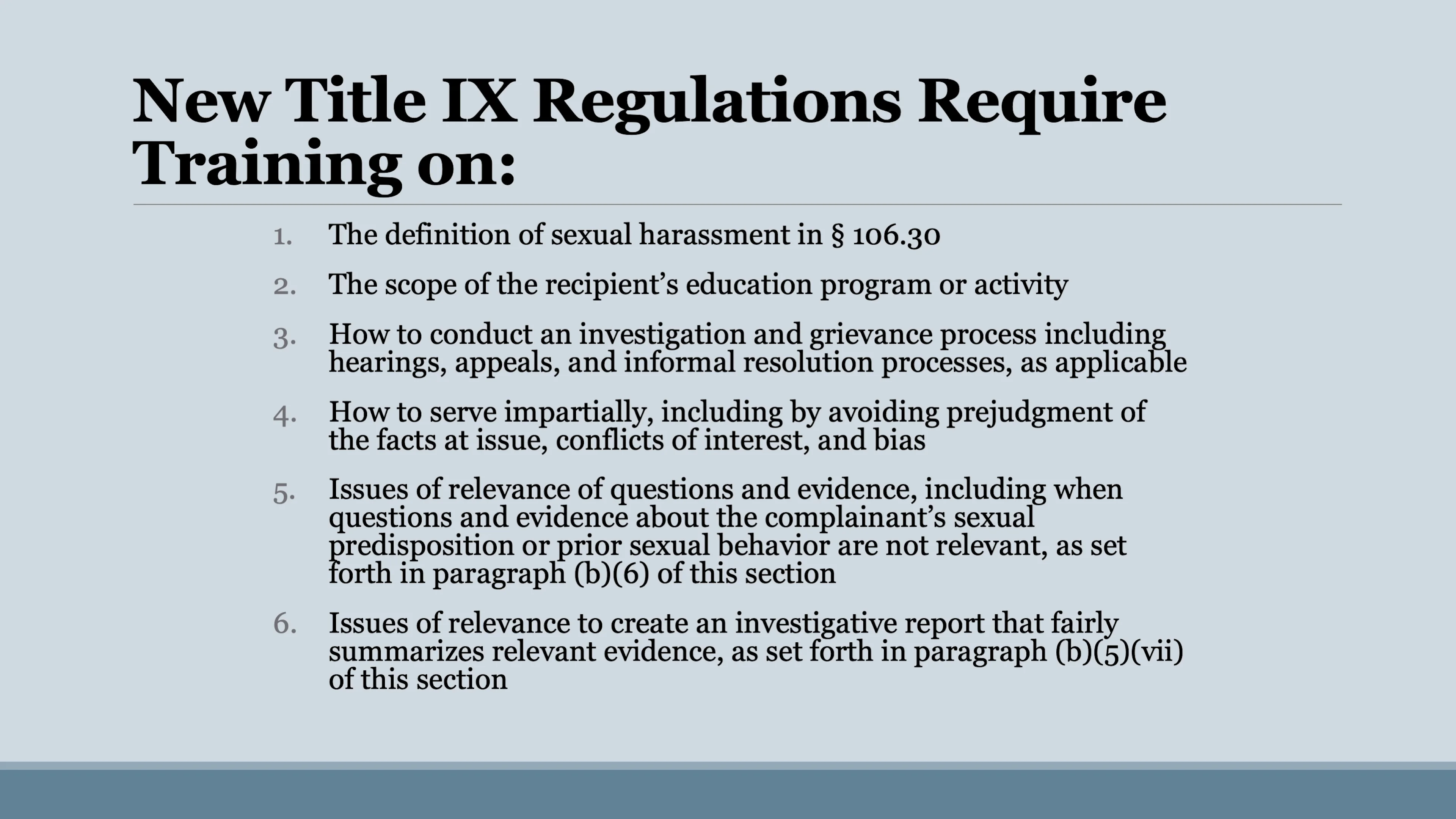 Title IX 2020 Regulations for Investigators and Decision-makers PREVIEW on  Vimeo