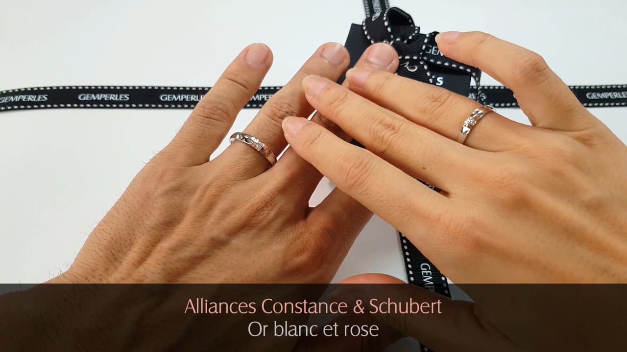 Fedi Nuziali Constance & Schubert - Oro Bianco/ Rose & Diamanti | Gemperles