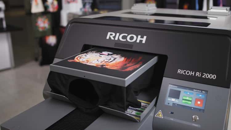 An overview of the Ricoh Ri 1000 Direct To Garment Printer with