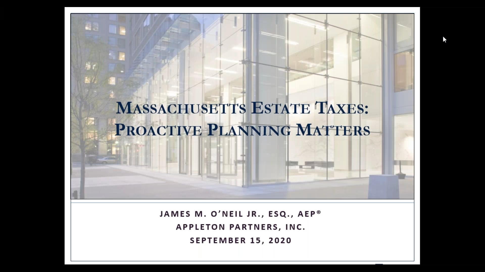 Massachusetts Estate Taxes_ Proactive Planning Matters on Vimeo