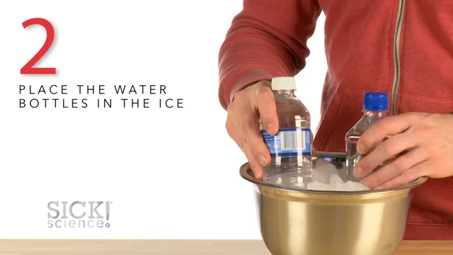 Tip! Feeeze water in a bottle. Frozen water, aka “ice,” is a solid. S, water  bottles