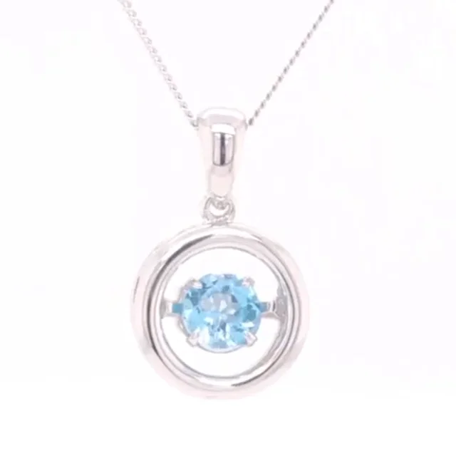 Dancing Swiss Blue Topaz Sterling Silver Necklace